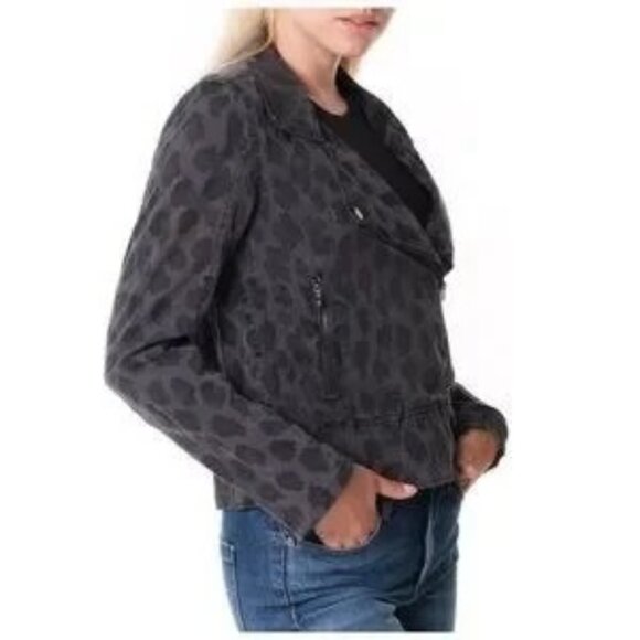 Blank NYC Gray Leopard Print Tencel Moto Jacket - Picture 3 of 9